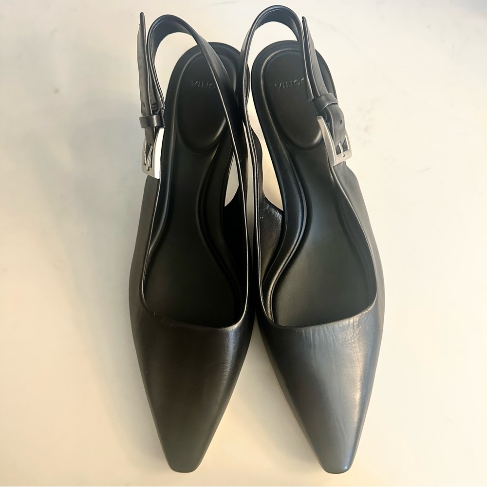 Vince Black Shasta Kitten Heel Slingback Heels - Picture 10 of 10